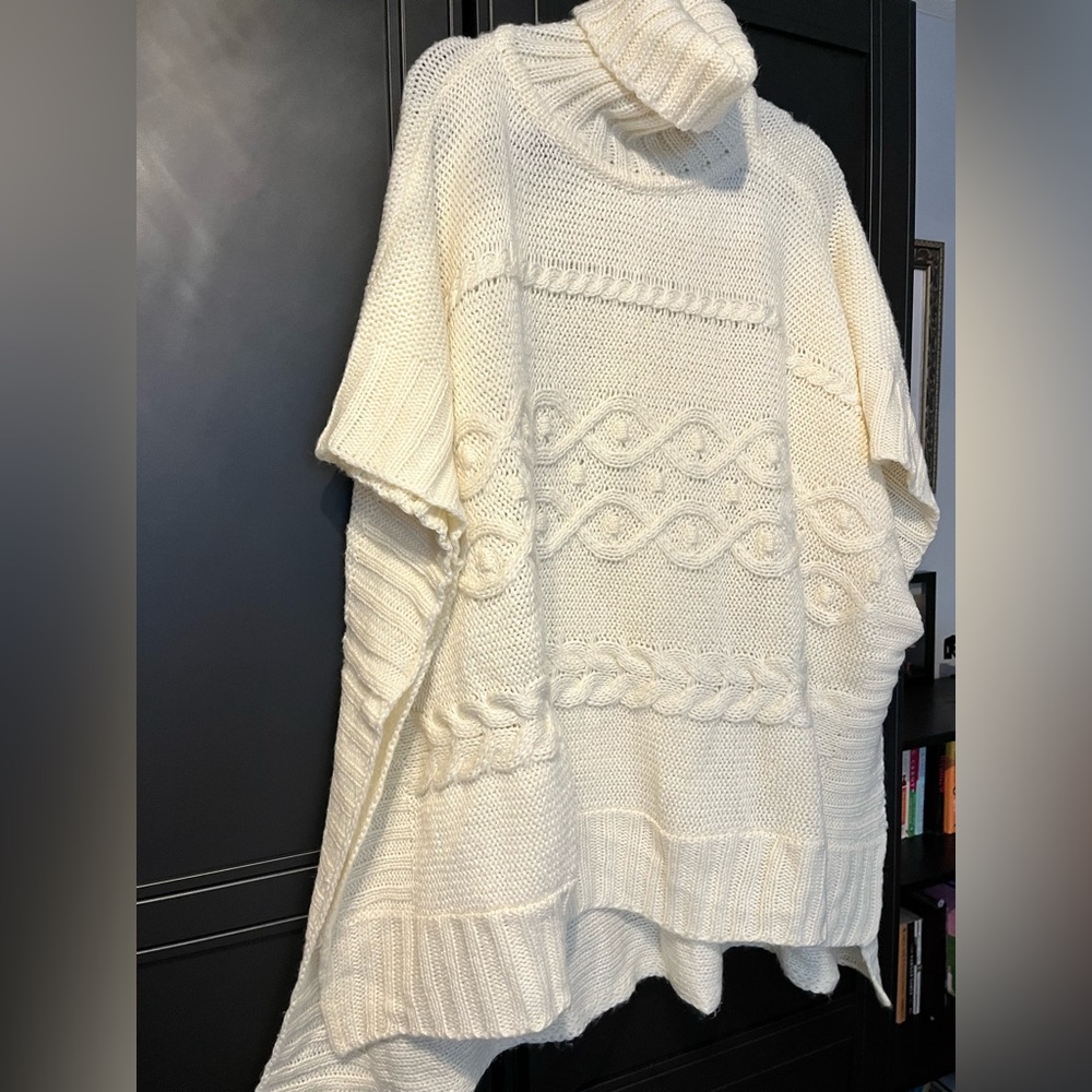 Loft, turtleneck poncho sweater, oversized